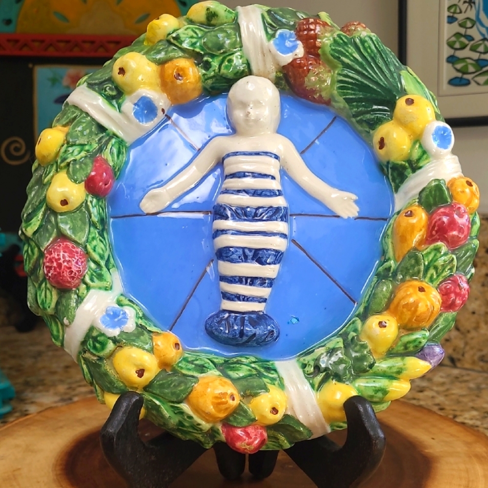 Vintage Hanging Della-Robbia Ceramic Plaque
